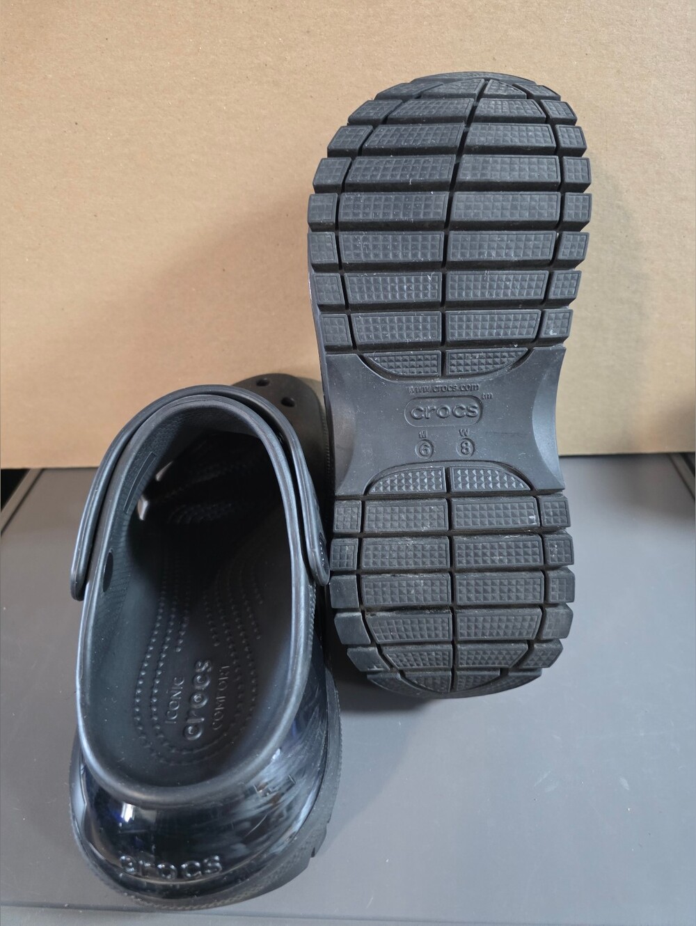 Unisex Black Mega Crush Rebel Clogs/ Chunky Platform Sz M6/W8 - Picture 5 of 5